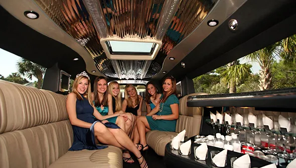 Luxury stretch limousine rental in Lithonia GA for prom night featuring elegant interiors and chauffeur service.