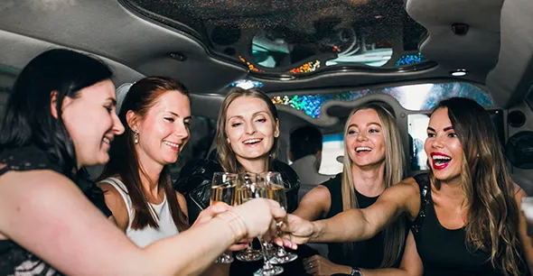 Luxury prom night limo rentals in Lawrenceville GA with Mercedes-Benz Sprinter Party Buses and Lincoln MKT Limousines featuring LED lights and premium sound.